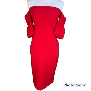 Karlie Red Wiggle Off Shoulder Sexy Retro Holiday Dress Small NWT
